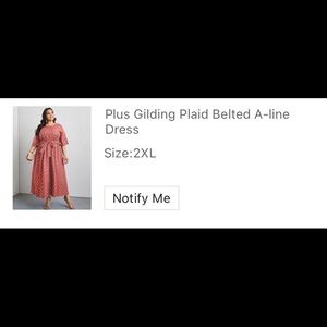 Plus Gilding Plaid Belted A-Line Dress